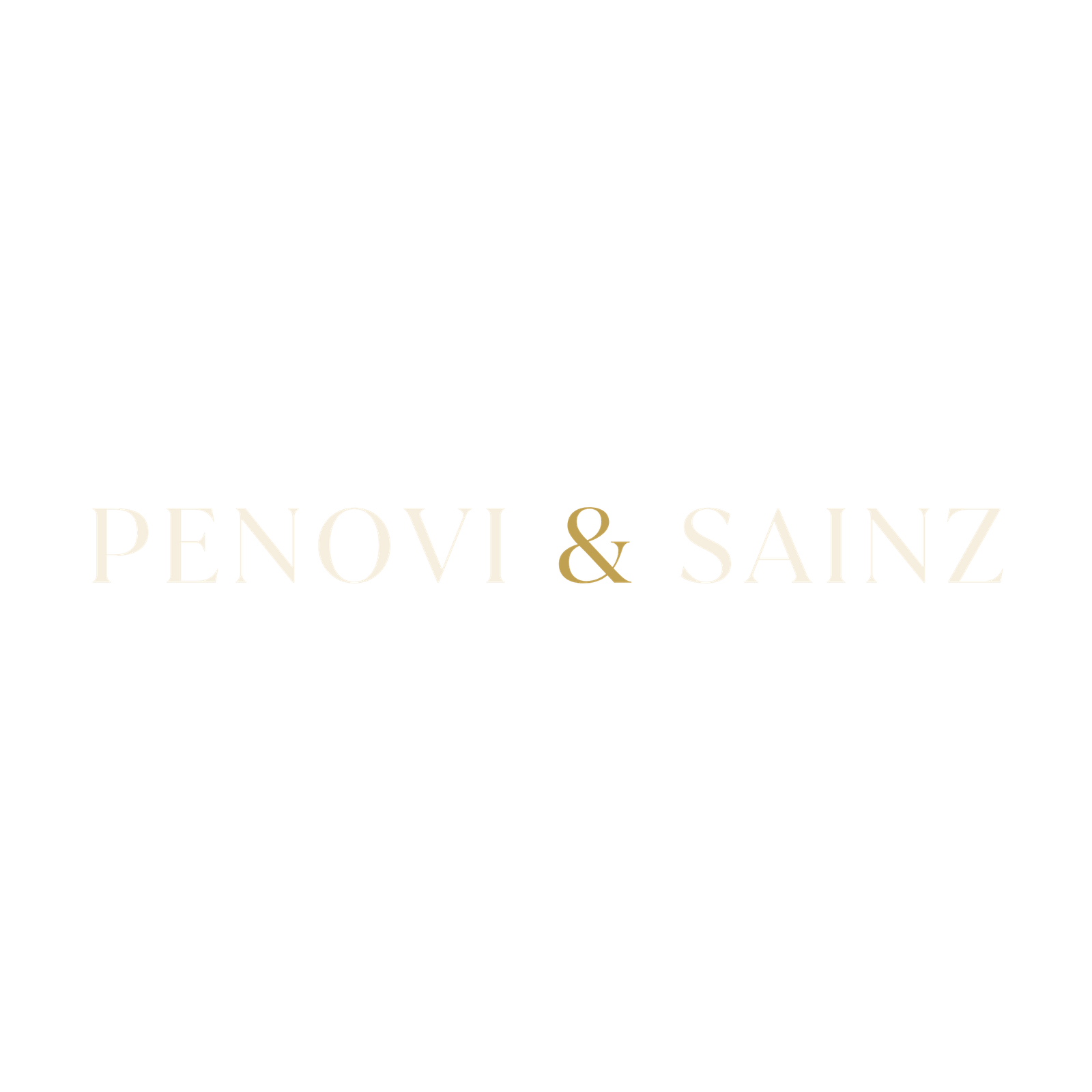 Logo principal de Penovi & Sainz en color marfil con ampersand dorado.
